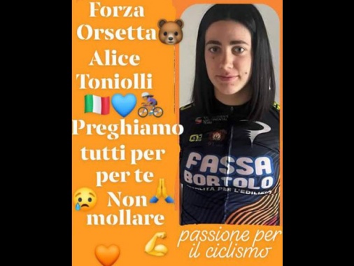 Ciclismo: Alice Toniolli è fuori pericolo