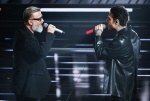Italian singers Fedez and Marco Masini perform on stage at the Ariston theatre during the 76th edition of the Sanremo Italian Song Festival, in Sanremo, Italy, 25 February 2026. The music festival will run from 24 to 28 February 2026. ANSA/RICCARDO ANTIMI