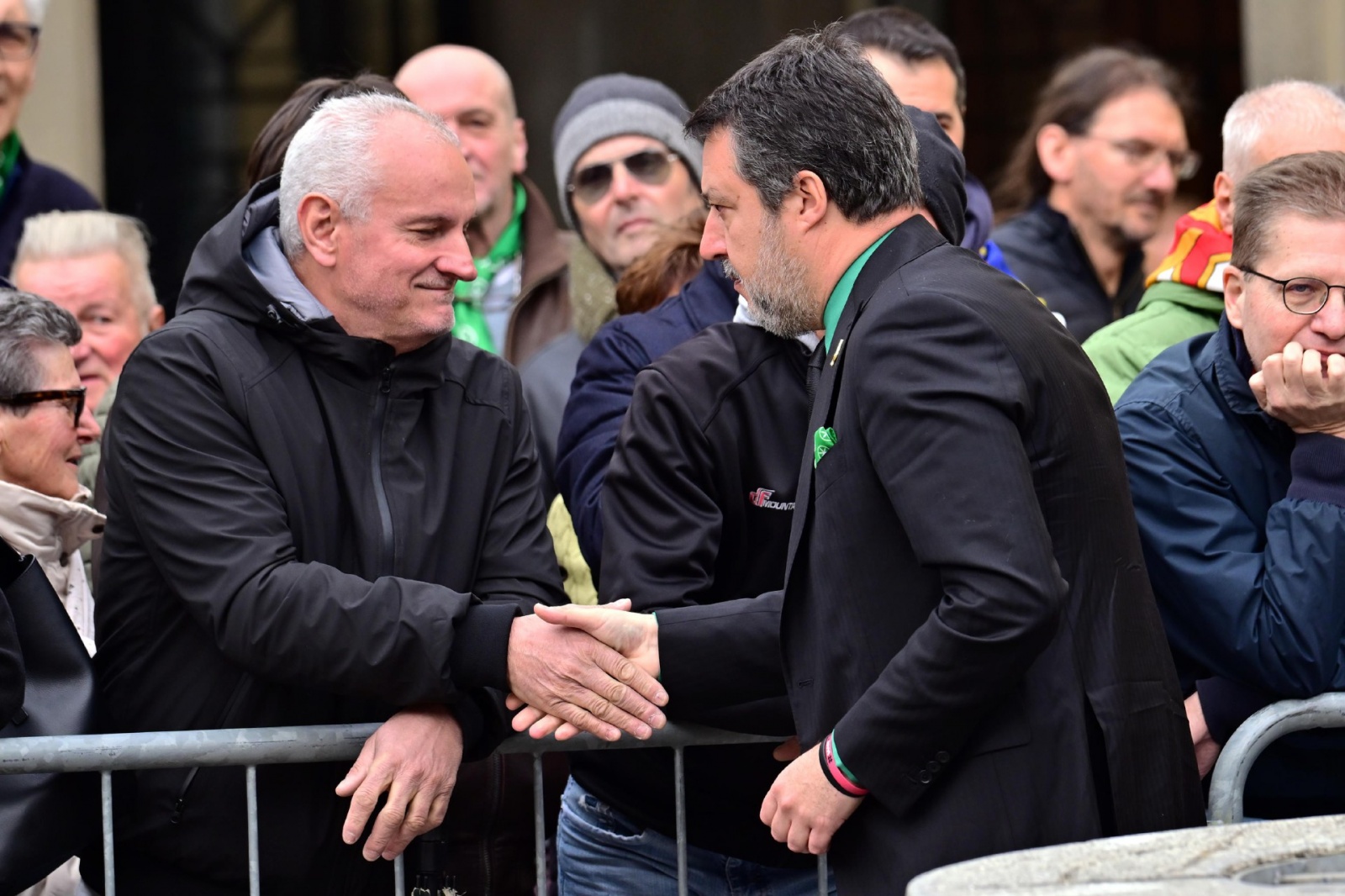Italian Deputy Prime Minister and Minister of Transport Matteo Salvini (R) attends the funeral of the Lega Nord party founder Umberto Bossi, Pontida, Italy, 22 March 2026. ANSA/MICHELE MARAVIGLIA (funerali)