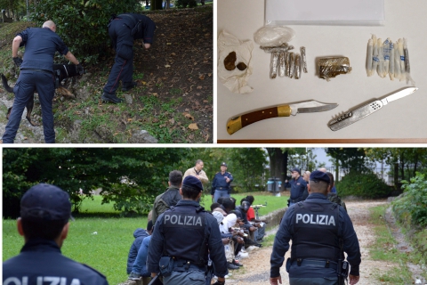 Due coltelli nascosti nel parco di Villa Augusta