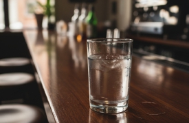 Beve un bicchiere d’acqua al bar, ma è acido