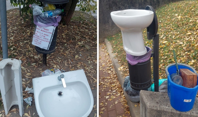 Un bidet sul cestino dei rifiuti: l’inciviltà dilaga a Cislago