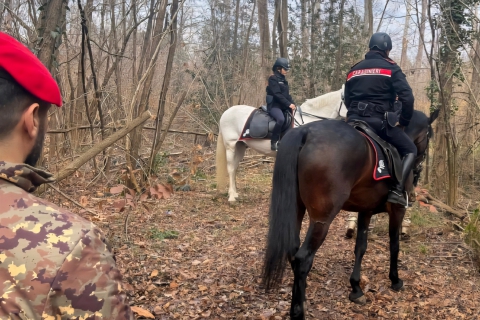 Carabinieri a cavallo nei boschi della droga