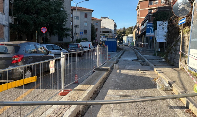 Il cantiere della pista ciclabile in viale Belforte