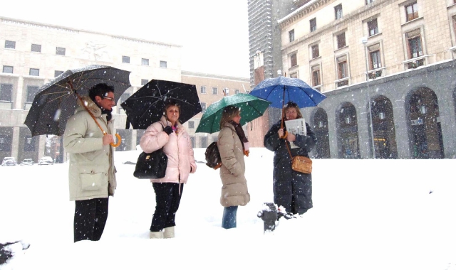 Piazza Monte Grappa con la neve vent’anni fa