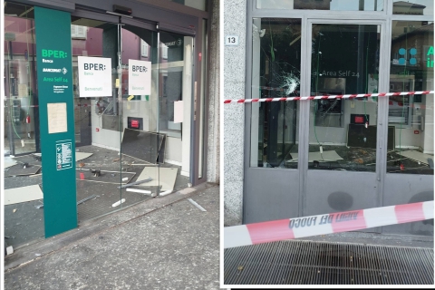 Assalto con esplosione in banca