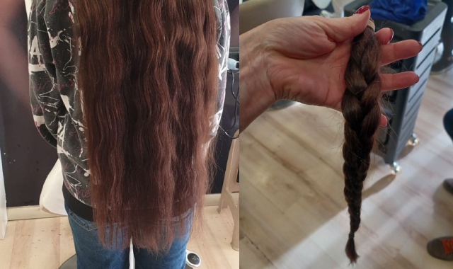 Il prima e dopo dei capelli della bimba 