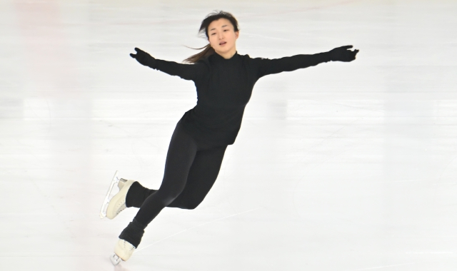 L’allenamento della nazionale giapponese di pattinaggio di figura all’Acinque Ice Arena (foto Angelo Puricelli)