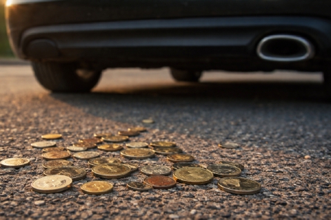 «Ha perso le monetine». E la borsa sparisce