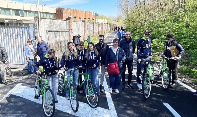 L’inaugurazione del nuovo tratto di pista ciclopedonale  (foto Domenico Ghiotto)