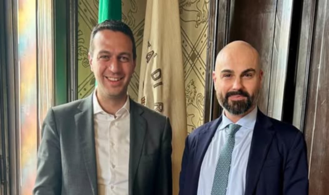 Il sindaco Andrea Orlandi e, a destra, il vicequestore Paolo Catenaro