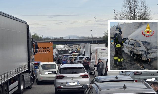 Fiamme e traffico paralizzato: incubo sulla A8