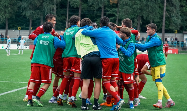 Suatoni esulta con Barbosa: è del centrocampista il gol partita a Fossano (foto Ghiotto)